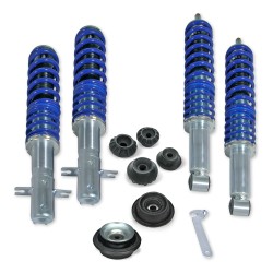 BlueLine Coilover Kit with Domcap Set suitable for VW Golf 2  year 08.1983-11.1991 (19E), except vehicles with four-wheel drive