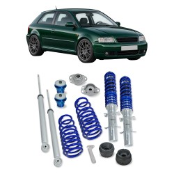 BlueLine Gewindefahrwerk mit Domlagersatz passend für Audi A3 (8L) 1.6, 1.8, 1.8T, 1.9TDi, außer Fahrzeuge mit Allradantrieb