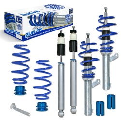 Suspension combiné fileté BlueLine Réglables - Amortisseurs filetés - Tuning Kit Complet - Qualité Allemande approprié pour Compatible av. A3 8P Sportback/ Cabrio 1.9TDi DSG/ 2.0TDi/ DSG Ø 50/55 mm!! Tuning Kit Complet - Qualité Allemande