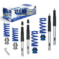 Suspension combiné fileté BlueLine Réglables - Amortisseurs filetés - Tuning Kit Complet - Qualité Allemande approprié pour Mercedes C-Klasse (W202) alle Incl. T-Model, 1993-2000, CLK (W208) alle Incl. Cabrio, 1997-2002, E-Klasse (W210) alle Incl. T-Model