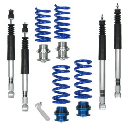 Suspension combiné fileté BlueLine Réglables - Amortisseurs filetés - Tuning Kit Complet - Qualité Allemande approprié pour Mercedes C-Klasse (W202) alle Incl. T-Model, 1993-2000, CLK (W208) alle Incl. Cabrio, 1997-2002, E-Klasse (W210) alle Incl. T-Model