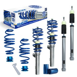 Suspension combiné fileté BlueLine Réglables - Amortisseurs filetés - Tuning Kit Complet - Qualité Allemande approprié pour Compatible av. A3 (8V) 1.2 TFSI/ 1.4 TFSI/ 1.6 TDI/ 1.8 TFSI/ 2.0 TDI, 2012-, (Achslast VA 965 kg) Que pour poutre de torsion arriè