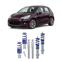 Blueline Coilover Kit suitable for Citroen C3 1.2THP/ 1.4VTi/ 1.6 Racing/ 1.6THP/ 1.6VTi/ 1.4HDi/ 1.6 BlueHDi/ 1.6HDi, year 2010-2017, for  51mm front strut only