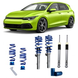 BlueLine Coilover Kit suitable for VW Golf 8 (CD) 1.4 TSI/ 1.5 TSI/ 1.5 TGI/ 2.0 TSI/ GTI/ GTI Clubsport/ 2.0 TDI/ R, 2019-, only for vehicles with independent rear suspension