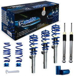 BlueLine Coilover Kit suitable for VW Golf 8 (CD) 1.4 TSI/ 1.5 TSI/ 1.5 TGI/ 2.0 TSI/ GTI/ GTI Clubsport/ 2.0 TDI/ R, 2019-, only for vehicles with independent rear suspension