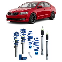 BlueLine Coilover Kit suitable for Skoda Octavia (5E) 1.4 TSI, 1.5 TSI, 1.8 TSI, 2.0 TSI, 2.0 TSI (RS), 1.6 TDI, 2.0 TDI, year 2012-2020, Ø 50/55 mm!! ( axle load FA 1160kg ) only for multilink rear suspension