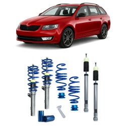 BlueLine Coilover Kit suitable for Skoda Octavia (5E) 1.4 TSI, 1.5 TSI, 1.8 TSI, 2.0 TSI, 2.0 TSI (RS), 1.6 TDI, 2.0 TDI, year 2012-2020, Ø 50/55 mm!! ( axle load FA 1160kg ) only for multilink rear suspension