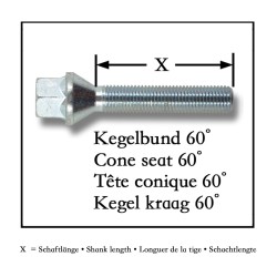 Radbolzen Kegelbund M14 x 1,25 / 43mm, 10 St.
