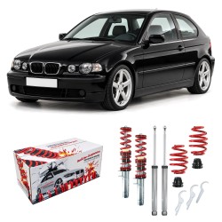 Kit Combiné Fileté RedLine approprié pour BMW Série 3 E46 Berline 1998-2005, Coupé 1999-2006, Touring 1999-2005, Cabriolet 2000-2007, Compact 2001-2004