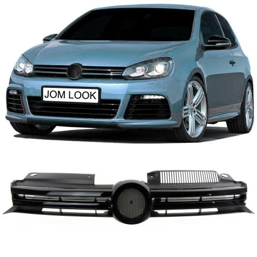 calandre de radiateur avec emplacement  de Sigle - Noir Brillant - Qualité Allemande approprié pour VW Golf 6 (2008-2012)Type 1KSedan/ Station Wagon / convertible