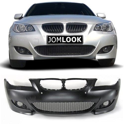 Front bumper in sports design with PDC holes suitable for BMW 5er E60 Limousine year 07.2003 - 03.2007 and E61 Touring year 06.2004 - 03.2007