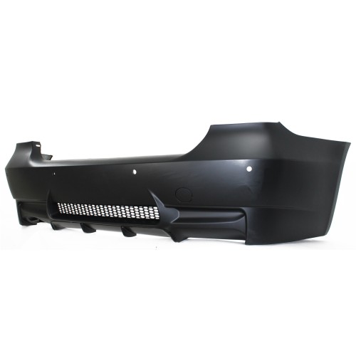 Rear bumper in sports design for exhaust left side, with PDC holes suitable for BMW 3 Series, E90 sedan, 05-2011