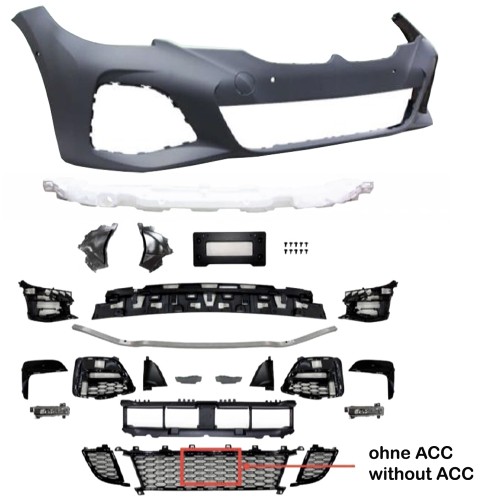 Front bumper BMW G20, in sports design incl. foglights and with holes for PDC and Park Assistant, without ACC suitable for BMW 3 Series G20, G21, year 2019