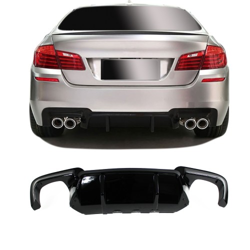 Rear skirt in sports Look for BMW 5 Series F10 / F11, year 2010-,2017, glossy black, fit for right and left exhaust ending, fit for sport rear bumper only ! suitable for BMW 5 Series F10 / F11, year 2010 - 2017