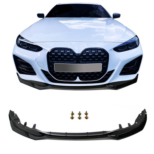 Front spoiler lip black glossy, 3 pcs suitable for BMW 4 SeriesG22, 2020-
