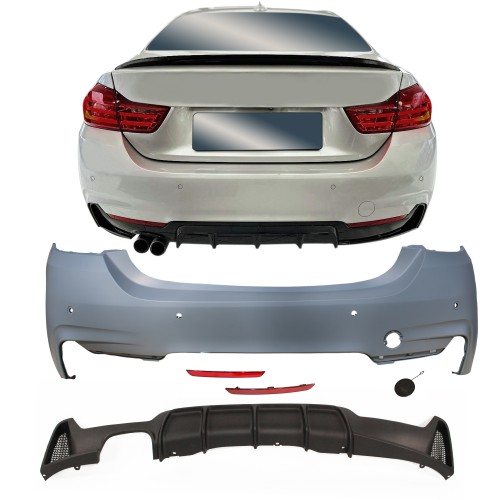 Rear bumper in sports design with PDC holes suitable for BMW 4er F32 F33 2014-2019 M Paket