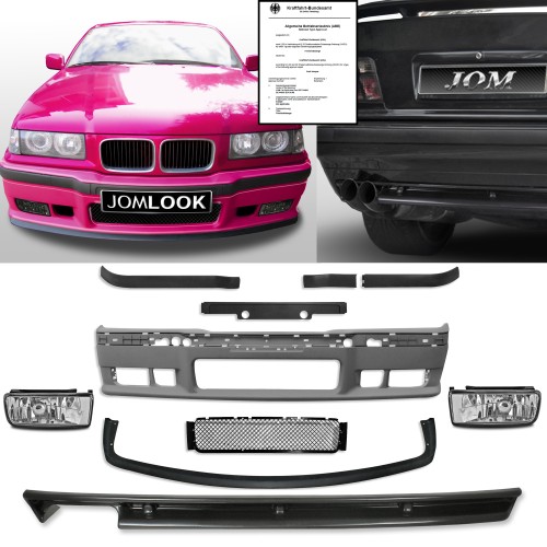 Bumper incl. Foglights clear and rear skirt suitable for  E36 Limo Coupe Cabrio not fit for M3 Model