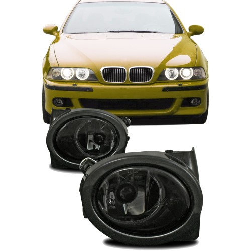 Feux anti-brouillard, rond, entourage inclu, face lisse fumée approprié pour BMW E46 M3 Mod.1998- 2007 et E39 M5 Mod 1998-2005