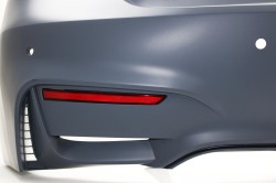 Rear bumper in sports-design, left and right exhaust cuts, with PDC holes suitable for BMW 3er F30 year 10.2011-