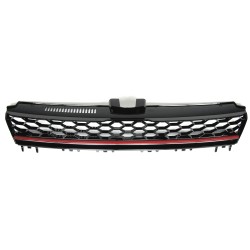 Front Grill badgeless, black honey-comb mesh with red stripe suitable for VW Golf 7 year 08.2012-
