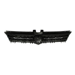 Front Grill badgeless, black glossy with chrome strip R Look with recess for the emblem suitable for VW Golf MK7 year 08.2012 - 2017, for sedan & variant
