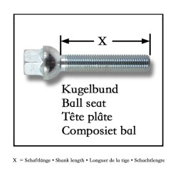 Radbolzen Kugelbund M12x1,5 35mm, (10 St.)